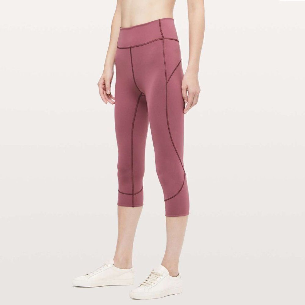 Lululemon In Movement Crop Leggings in Everlux 19" In Misty Merlot Sz 2